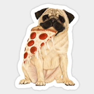 A pug with a slice of pizza Sticker